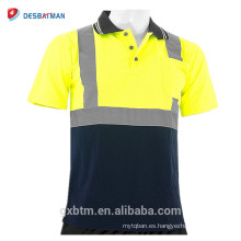 Venta al por mayor amarillo reflexivo alta Vis visibilidad manga corta seguridad trabajo Polo camiseta clase 2 lima Hola Vis t-shirt